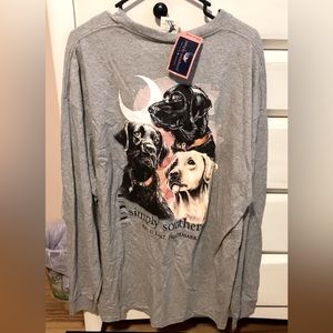 Simply Southern Grey Labrador Lab Dog Long Sleeve Shirt- Size: 2X